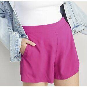 💎306 Japna Flat Front High Waist Pull On Pink Shorts